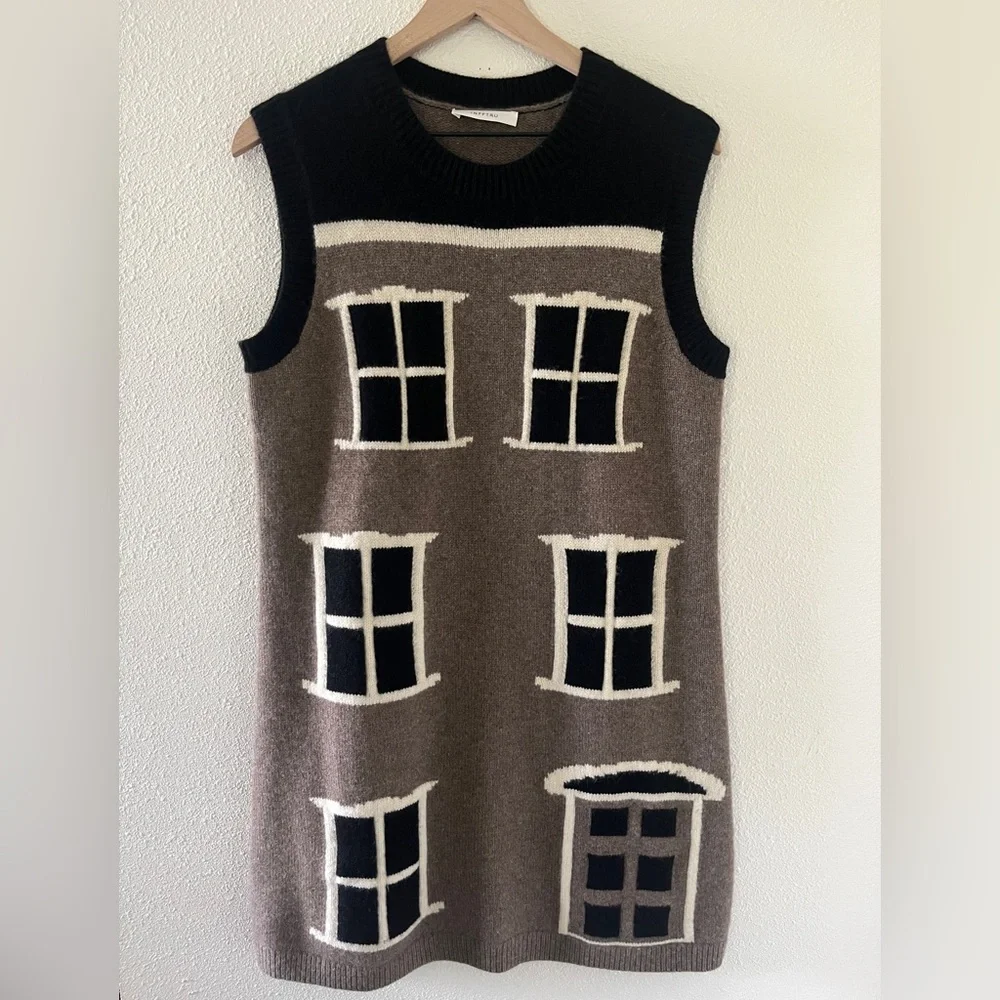INFFTRU Yak Wool House Print Sweater Dress - Picture 2 of 8